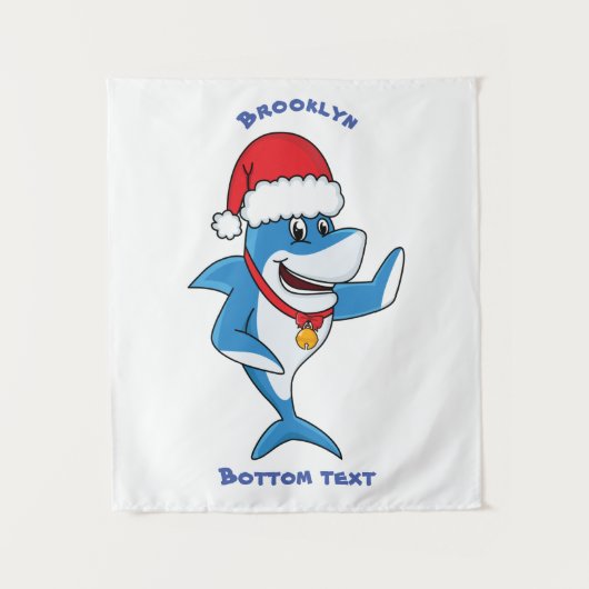 Tenture Drôle dessin animé de requin de Noël (Devant)