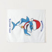 Tenture Drôle dessin animé de requin de Noël (Devant (Horizontal))
