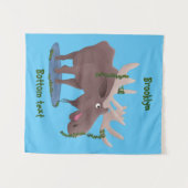 Tenture Drôle dessin animé d'orignal heureux (Devant (Horizontal))