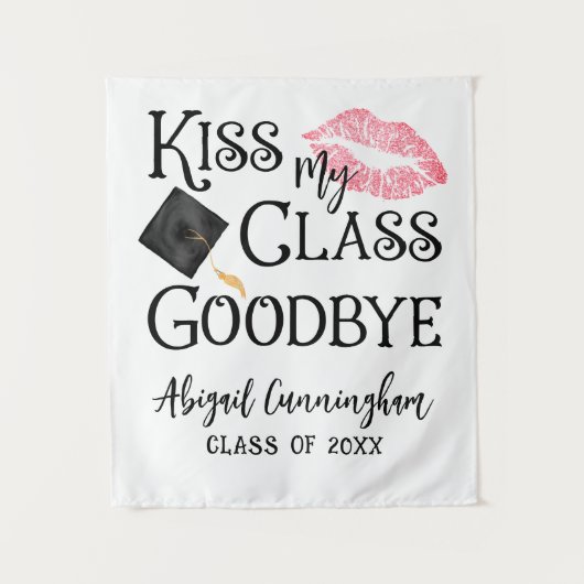 Tenture Drôle Diplôme Embrasse Ma classe Adieu Contexte (Devant)