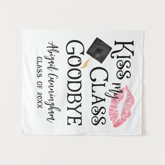 Tenture Drôle Diplôme Embrasse Ma classe Adieu Contexte (Devant (Horizontal))