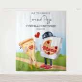 Tenture Drôle Fête des mariées de pizza fond (Devant)