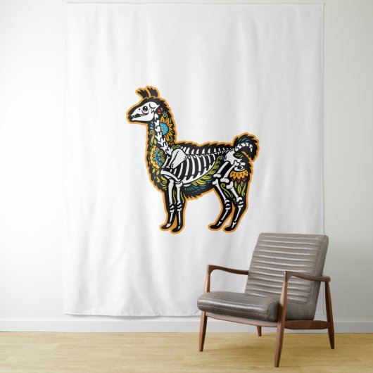 Tenture Drôle Halloween Llama Skeleton Graphisme - (En situation)