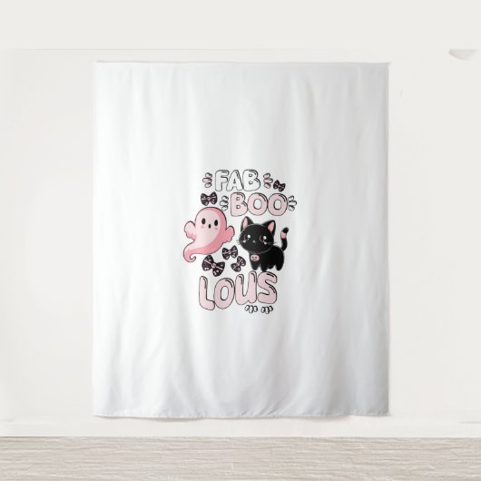 Tenture Drôle Halloween rose Fantôme Spooktacular Chat Fab (Devant)