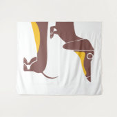 Tenture Drôle mignon dachshund pour parent chien long (Devant (Horizontal))