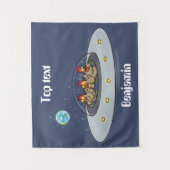 Tenture Drôle poule dans l'espace dessin animé (Devant)