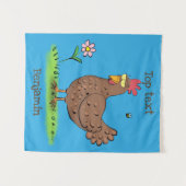 Tenture Drôle poulet rustique whimsical dessin animé (Devant (Horizontal))