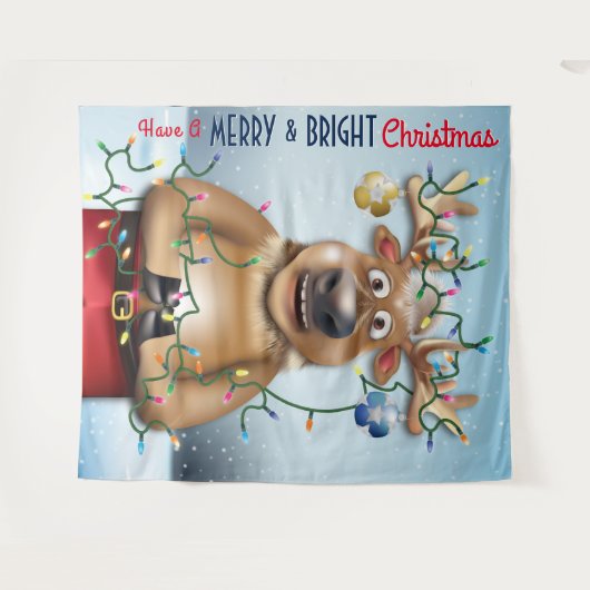 Tenture Drôle Reindeer Noël Contexte (Devant (Horizontal))