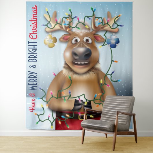 Tenture Drôle Reindeer Noël Contexte (En situation)
