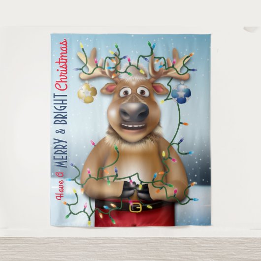 Tenture Drôle Reindeer Noël Contexte (Devant)