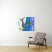 Tenture Drôle requin couché et dessin animé de pêche (En situation (horizontale))