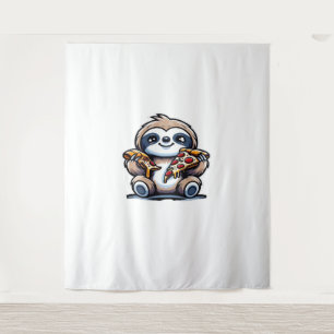 Tenture Drôle Sloth mangeant Pizza, Amoureux des animaux K