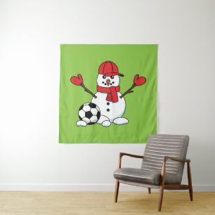 Tenture Drôle Snowman avec balle de football