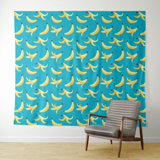 Tenture Drôles de faveurs de fête à la banane rétro éditab (En situation (horizontale))