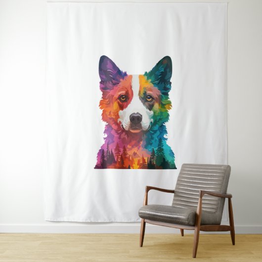 Tenture du chien coloré (En situation)