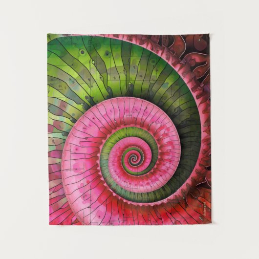 Tenture Dubman Designs : Fibonacci rose et vert lumineux (Devant)
