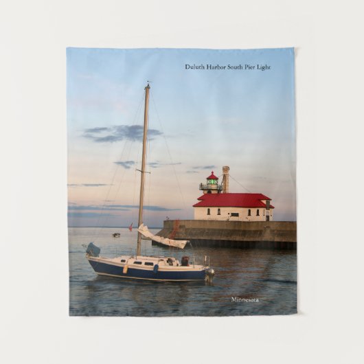 Tenture Duluth Harbour North Pier Light & Boat tapestry (Devant)