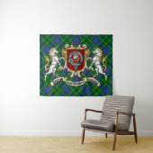 Tenture Duncan Clan Badge & Unicorns avec Tartan (En situation (horizontale))