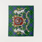 Tenture Duncan Clan Badge & Unicorns avec Tartan (Devant)