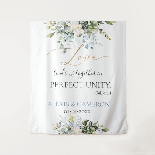 Tenture Dusty Blue Aquarelle Eucalyptus, Col. 3:14 (Devant)