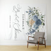 Tenture Dusty Blue & Champagne Fête de mariage floral (En situation (horizontale))