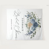 Tenture Dusty Blue & Champagne Fête de mariage floral (Devant (Horizontal))