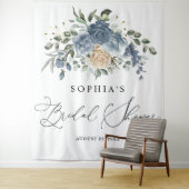 Tenture Dusty Blue & Champagne Fête de mariage floral (En situation)