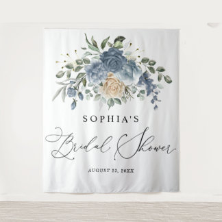 Tenture Dusty Blue & Champagne Fleurs Robe de Mariée Showe
