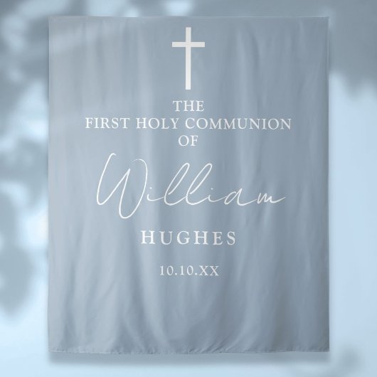 Tenture Dusty Blue First Holy Communion Fond photo