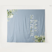 Tenture Dusty Blue Greenery Baby Shower Photo Backdrop (Devant (Horizontal))