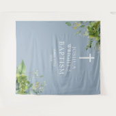 Tenture Dusty Blue Greenery Baptism fond photo (Devant (Horizontal))