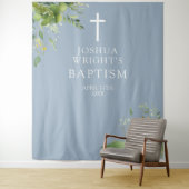 Tenture Dusty Blue Greenery Baptism fond photo (En situation)