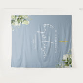 Tenture Dusty Blue Greenery Baptism fond photo (Devant (Horizontal))