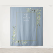 Tenture Dusty Blue Greenery Mariage Photo Booth Backdrop (Devant)