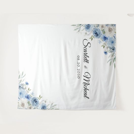 Tenture Dusty Blue Ivory Wedding Ceremony Contexte (Devant (Horizontal))