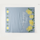 Tenture Dusty Blue Lemons Fête des mariées Fond photo (Devant (Horizontal))