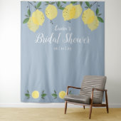 Tenture Dusty Blue Lemons Fête des mariées Fond photo (En situation)