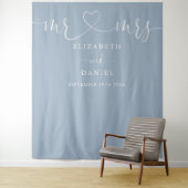 Tenture Dusty Blue M. Et Mme Heart Script Mariage (En situation)