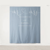 Tenture Dusty Blue M. Et Mme Heart Script Mariage (Devant)