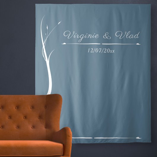 Tenture Dusty Blue Mariage Tapestry & Photo Booth Backdrop