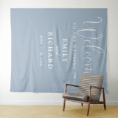 Tenture Dusty Blue Mariage Welcome Photo fond (En situation (horizontale))