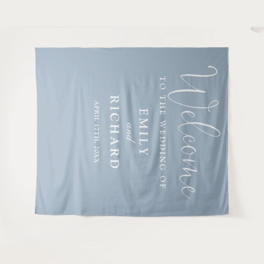 Tenture Dusty Blue Mariage Welcome Photo fond (Devant (Horizontal))