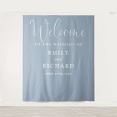 Tenture Dusty Blue Mariage Welcome Photo fond (Devant)