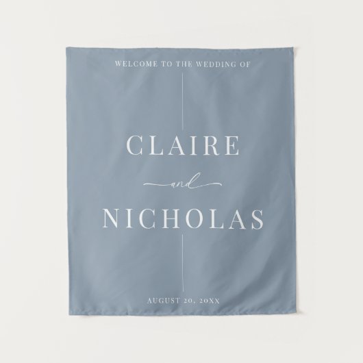 Tenture Dusty Blue Modern Elegant Wedding Welcome Sign (Devant)