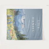 Tenture Dusty Blue Mountain Mariage photo fond (Devant (Horizontal))