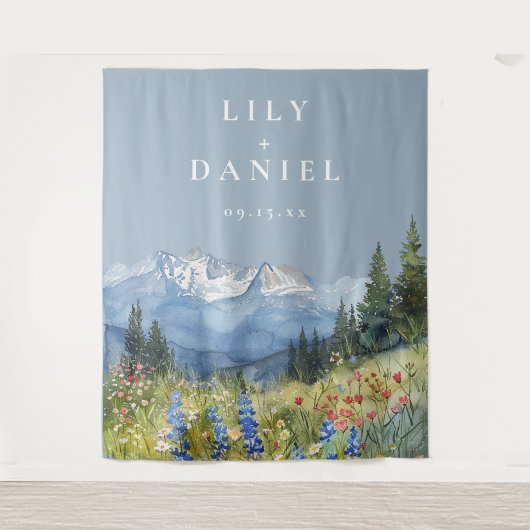 Tenture Dusty Blue Mountain Mariage photo fond (Devant)