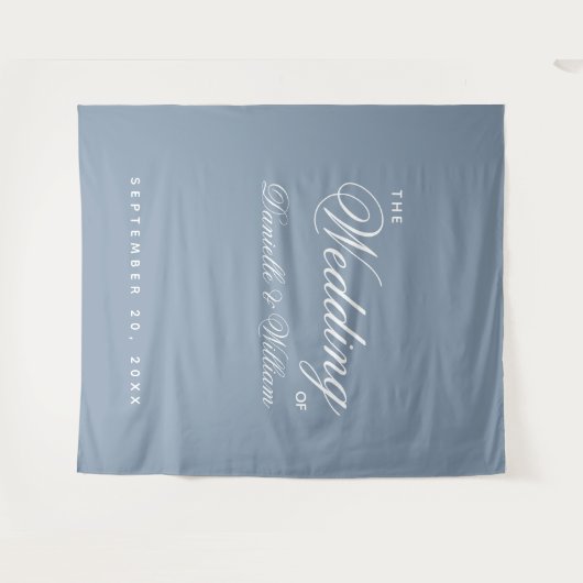 Tenture Dusty Blue Simple Élégant Script Mariage fond (Devant (Horizontal))