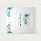 Tenture Dusty Emerald Green Blanc Floral Mariage (Devant (Horizontal))