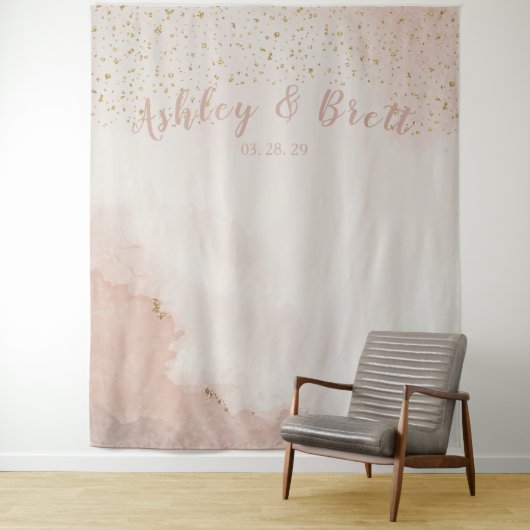 Tenture Dusty Parties scintillant rose or Mariage arrière- (En situation)