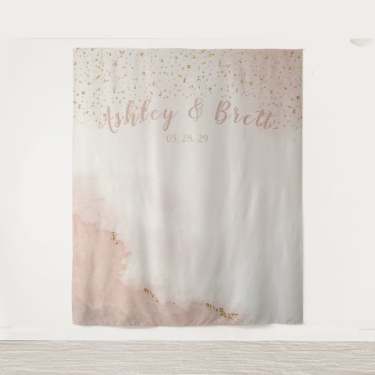 Tenture Dusty Parties scintillant rose or Mariage arrière- (Devant)